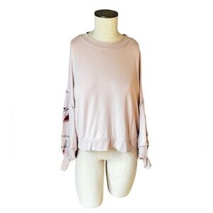 Harper Heritage Womens Cottagecore Dusty Pink Balloon Sleeve Sweatshirt Sz M